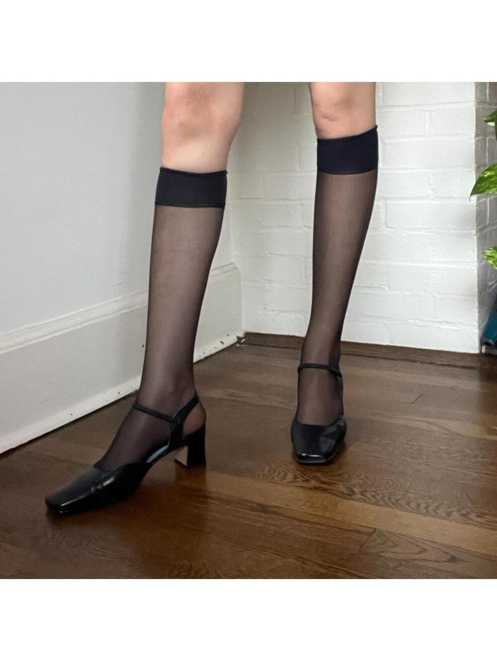 Vintage Navy Leather Sling-back Heels